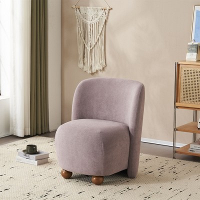 CAVINAS Accent Chairs for Bedroom, Modern Low Back Accent Chair, Upholstered Armless Living Room Chairs, Round Pine Wood Feet