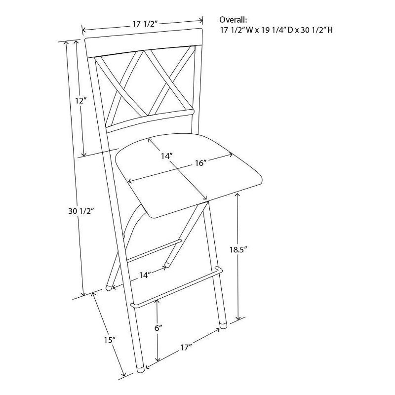 24" Folding Metal Counter Height Barstool Gunmetal - Holli Furniture, 3 of 4
