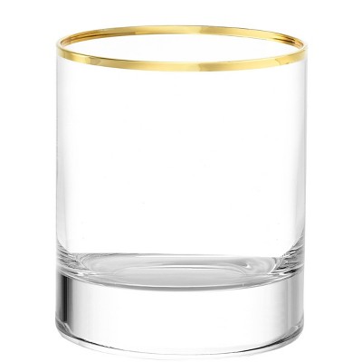 11.3oz 6pk Glass NY Bar Single Old Fashion with Gold Rim Drinkware Set - Stolzle Lausitz
