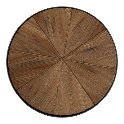 Gerhardt 22" Round Rustic Brown Wood and Metal Drink Table