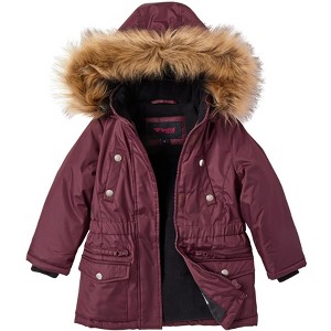 Sportoli Girls Fleece Lined Heavy Winter Anorak Jacket Coat Faux Fur Trim Zip-Off Hood - 1 of 4