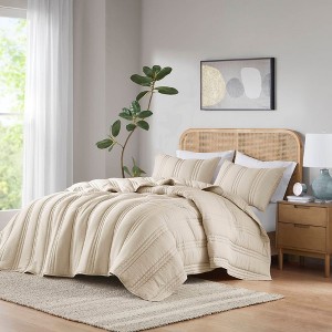 Sapphtopaz Comforter Sets Bedding Set Gauze Crinkle Texture Design Reversible Quilt Set 3 Piece 1 Quilt, 2 Pillow Shams - 1 of 4