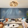 POWLIG 19.68" Black Industrial Cage Ceiling Fan with Lights - Reversible Motor, Remote Control & Hemp Rope Accents for Living Room, Bedroom - 2 of 4