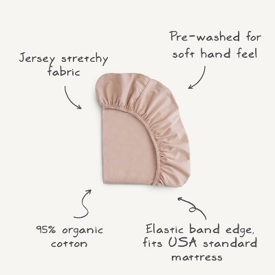 Organic Cotton Beige Crib Sheet with Rainbow Design