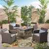 Christopher Knight Home Rosedale Outdoor Polypropylene and Lightweight Concrete 4 Seater Chat Set with Fire Pit - 2 of 4