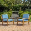 Outdoor Acacia Wood Club Chair with Water-Resistant Cushions, Deep Seating, and Sturdy Teak Finish for Patio or Backyard-Coolbibila - 2 of 4