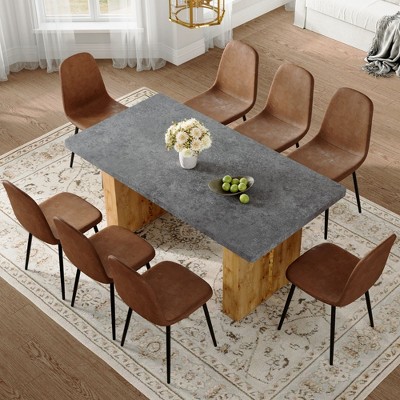 NicBex Dining Table Set for 6 Modern Cozy Rectangle MDF Dining Set with 6 Chairs for Dining Room