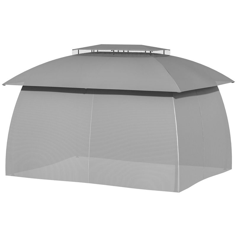 Outsunny 13' x 10' Patio Gazebo Outdoor Canopy Shelter with Sidewalls, Double Vented Roof, Steel Frame for Garden, Lawn, Backyard and Deck, 4 of 7