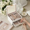 Jewelry Box with Glass Lid Accessory Organizer Case for Rings Necklaces Earrings - 2 of 4