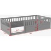 Streamdale Twin Floor Bed Frame with Fence, Wood Kids Floor Beds Frame for Bedroom Playroom,Gray - 4 of 4