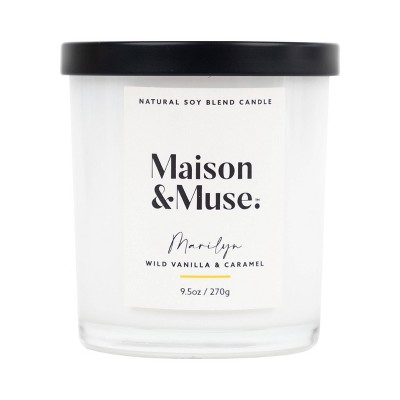 Maison&Muse Glass Premium Scented Candle - Marilyn Wild Vanilla & Caramel - 9.5oz
