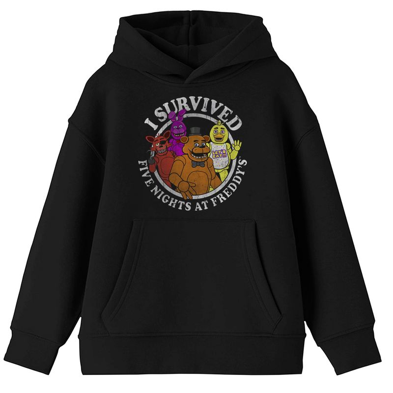 I Survived Five Nights at Freddy's Horror Video Game Youth Boys Black Hoodie, 1 of 3