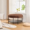 PAGED 30.7" Ottoman Footstool, Modern Coffee Table with Wooden Storage Shelf and Metal Legs, Entryway Shoe Bench for Living Room, Bedroom - 2 of 4