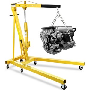 2-Ton Shop Crane with Lever, Hydraulic Folding Engine Hoist w/6 Steel Casters - Lift Car Transmissions, Boat Motors, Farm Equipment (Net Wt. 168 Lbs) - 1 of 4