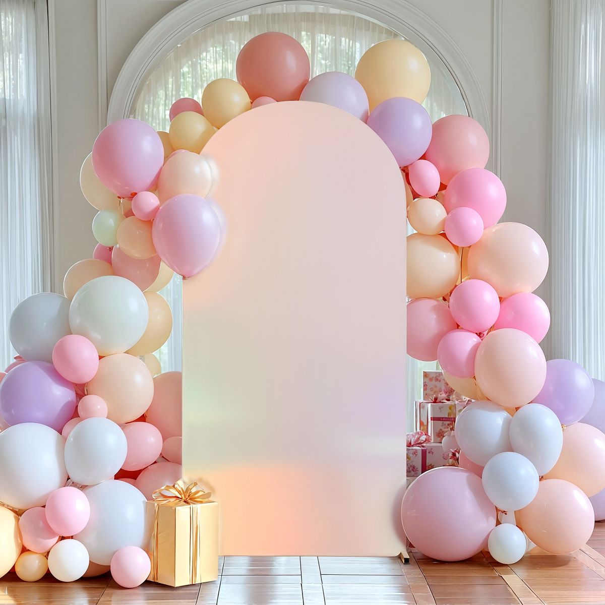 Arch Backdrop Cover 6ft Stretchy Backdrop Gradient Color Undersea Arched Stand Covers for Birthday Wedding Birthday Party Decoration, Multicolored - thumbnail 9
