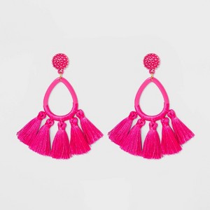 SUGARFIX by BaubleBar Tassel Fringe Hoop Earrings - Pink, Women