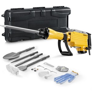 VEVOR Demolition Jack Hammer, 2200W 1350 BPM Jack Hammer Concrete Breaker, Heavy Duty Electric Jack Hammer 4pcs Chisels Bit with Gloves, Yellow - 1 of 4