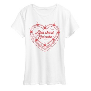 Women's - Instant Message - Eat Cake Heart Short Sleeve Graphic T-Shirt - 1 of 4