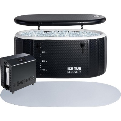 AMERLIFE Inflatable Cold Plunge Tub for Athletes, Portable Ice Bath with Insulated Lid, Non-Slip Mat, Chiller Compatible for Full-Body Recovery