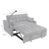RISOKEYS Velvet Loveseat Futon Sofa Couch - 3 in 1 Convertible Sofa Bed with Adjustable Reclining Backrest, Toss Pillows, Pockets for Living Room - 3 of 4