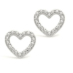 SHINE by Sterling Forever Sterling Silver CZ Heart Studs - 1 of 2
