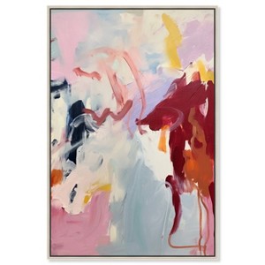 Art Remedy Burgundy over Lavender Retro Abstract Wall Art Framed - 1 of 4