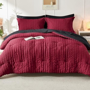 BAGOKIE Seersucker Bed in a Bag 5/7 Pieces Comforter Set for All Season - 1 of 4