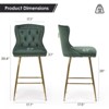 PAGED Button Tufted Counter Height Bar Stools Set of 2 Velvet Bar Chairs with Metal Legs and Nailheads Trim for Home Pub - 4 of 4