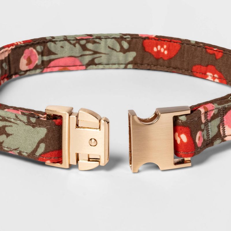 Floral Print Fashion Dog Collar - Pink/Red/Brown - Boots & Barkley™, 3 of 5