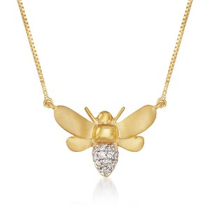 Ross-Simons 0.10 ct. t.w. Diamond Bee Necklace in 14kt Gold Over Sterling Size 18 - 1 of 3