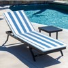 2PCS Set Outdoor Lounge Chair Cushion Replacement Patio Funiture Seat Cushion Chaise Lounge Cushion-Blue/white - 2 of 4