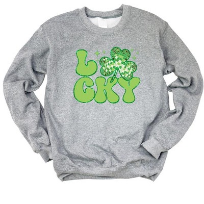 Simply Sage Market Women's Graphic Sweatshirt Lucky Shamrock Disco