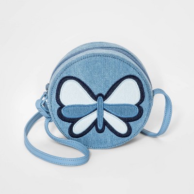 Kids' Denim Butterfly Crossbody Bag - Cat & Jack™ Blue