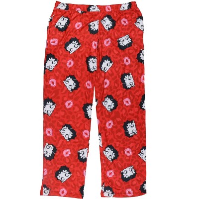 Seven Times Six Betty Boop Pajamas Women's Cheeta Print and Lips AOP Lounge Pajama Pants Red