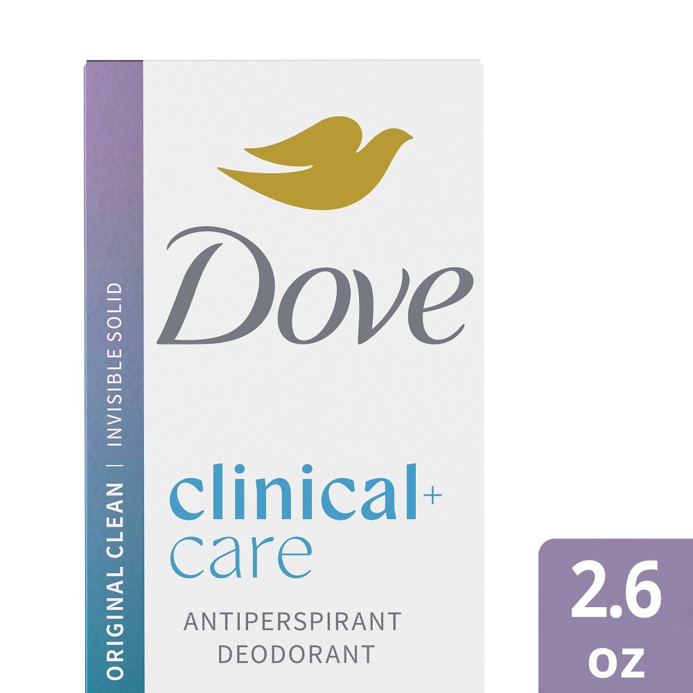 Dove Beauty Clinical 96-Hour Protection Antiperspirant & Deodorant Stick - Original Clean - 2.6oz: Vegan, Solid Form, Suitable for Sensitive Skin