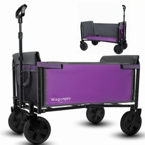 All-in-One Convertible Folding 4-Wheel Trolley w/ Bench Seat and Dog Leash - Heavy Duty Foldable Utility Trolley -Versatile Seating and Storage Space - 1 of 4