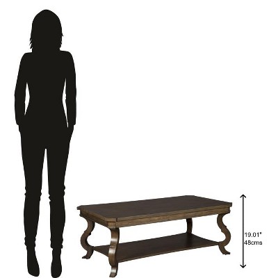 Traditional Rectangular Black and Gray Wood Coffee Table