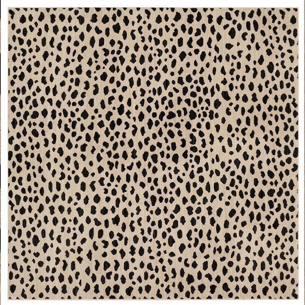 8'x8' Square Daffodil Leopard Print Woven Rug Black/White - Opalhouse™