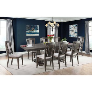 9pc Steele Dining Set Table & 8 Wooden Chairs Smokey Walnut - Picket House Furnishings, Brown
