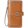 Hachikiko Leather RFID Blocking Wristlet Wallet - Large Capacity Credit Card Holder with 24 Card Slots & ID Windows - 3 of 4