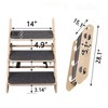 Wood Dog Stairs Sofa Bed Ladder Anti Slip High Bed Climbing Comfortable Dog Stairs For Small Dogs Carpeted 3 Tiers For Couch - 3 of 4
