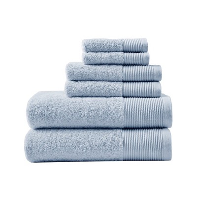 Vynxaria Blue 6 Piece Antimicrobial Cotton Tencel Towel Set