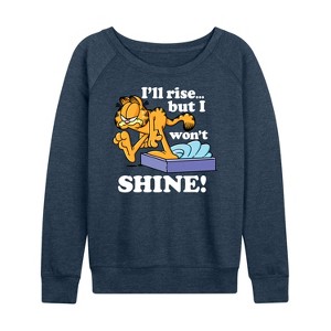 Women's - Garfield - Rise But Won't Shine Lightweight French Terry Wide Neck Long Sleeve Shirt - 1 of 4