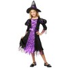 Whizmax Girl Witch Costume Halloween Fancy Witch Dress -Classic Costume for Party Dress-Up, Purple+Black - 4 of 4