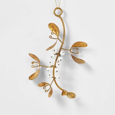 Metal Spring Leaves and Berries Christmas Tree Ornament Gold - Wondershop™