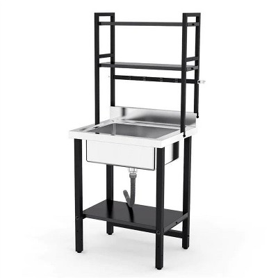 winado 28 x 24 in. One Compartment Stainless Steel Sink with Shelves
