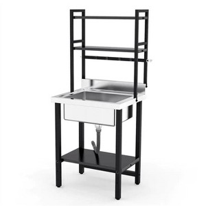 winado 28 x 24 in. One Compartment Stainless Steel Sink with Shelves - 1 of 4