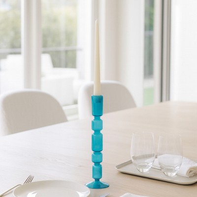 Glass Taper Candle Holder - Elegant Glass Candlestick - Decorative Home & Office Accent - Stylish Modern Design for Living Room & Bedroom