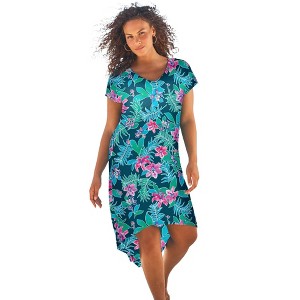 Swim 365 Women's Plus Size High-Low Cover Up - 1 of 4