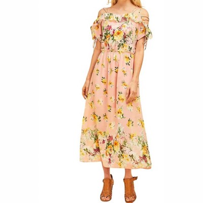 Women's Floral Lace Up Maxi Dress - entro